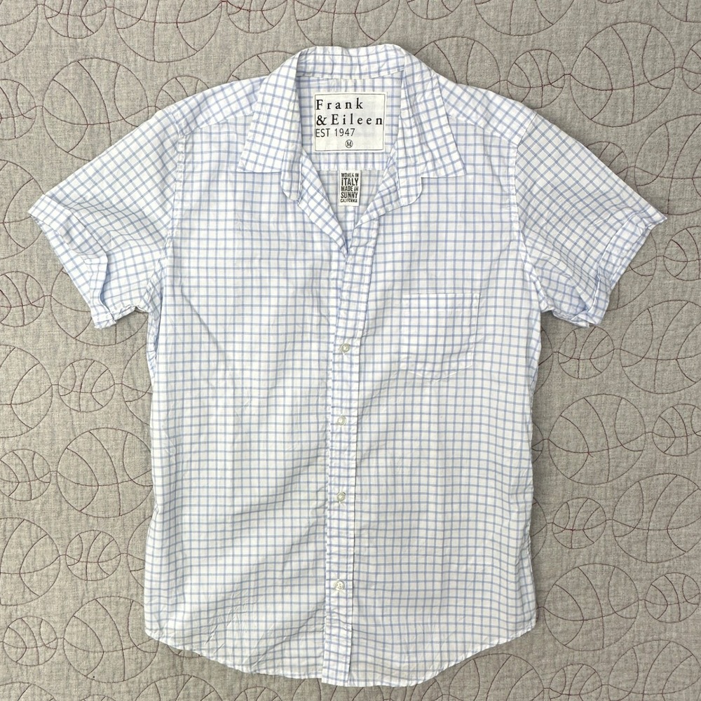 Frank & Eileen Billie Jean Button Up Blue White‎ Short Sleeve / Women's Medium